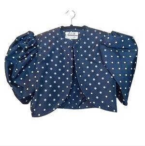 Vintage Victor Costa 80s Polka Dot Puff Power Shoulder Cropped Jacket Size 10/6